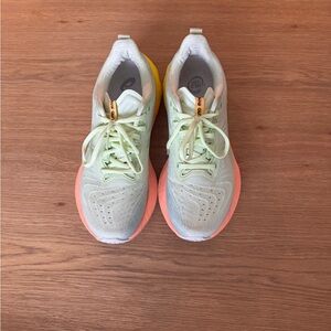 Asics Women's Sneakers in Light Green and Coral